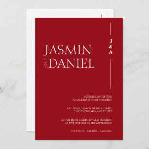 Elegant Crimson Red Monogram Initials Wedding Invitation
