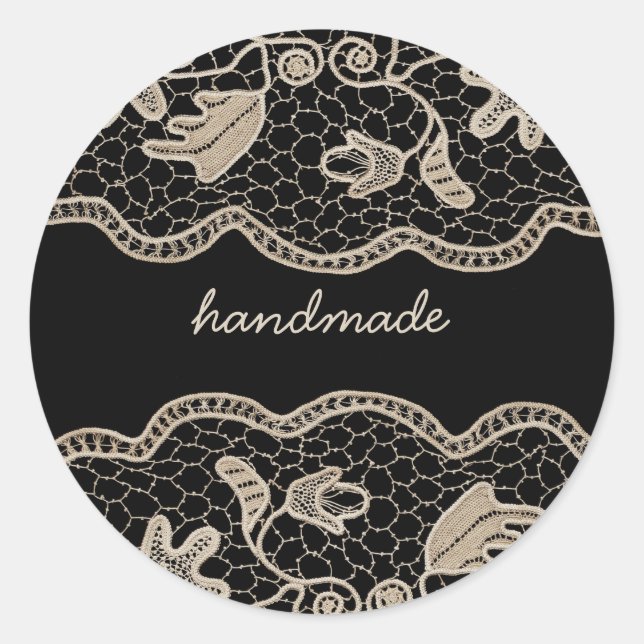 Elegant Crochet Lace Classic Round Sticker (Front)