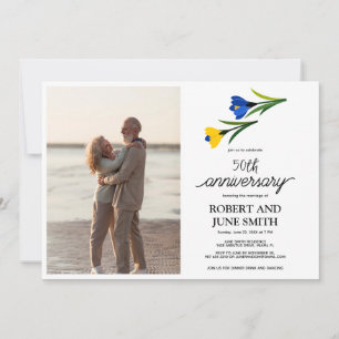 Elegant crocus flower 50th wedding anniversary invitation