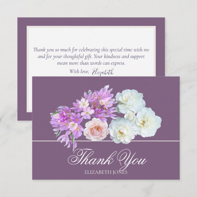 Elegant Crocus & Rose Bridal Shower Thank You Card (Front/Back)