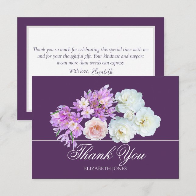Elegant Crocus & Rose Bridal Shower Thank You Card (Front/Back)