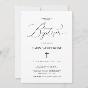 Elegant Cross Baptism Announcement Boy or Girl