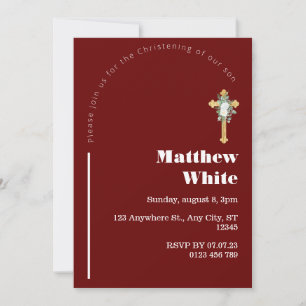Elegant Cross Baptism Invitation   Modern Minimal