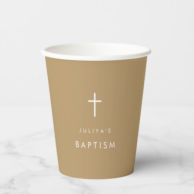 Elegant cross Baptism  Paper Cups (Front)