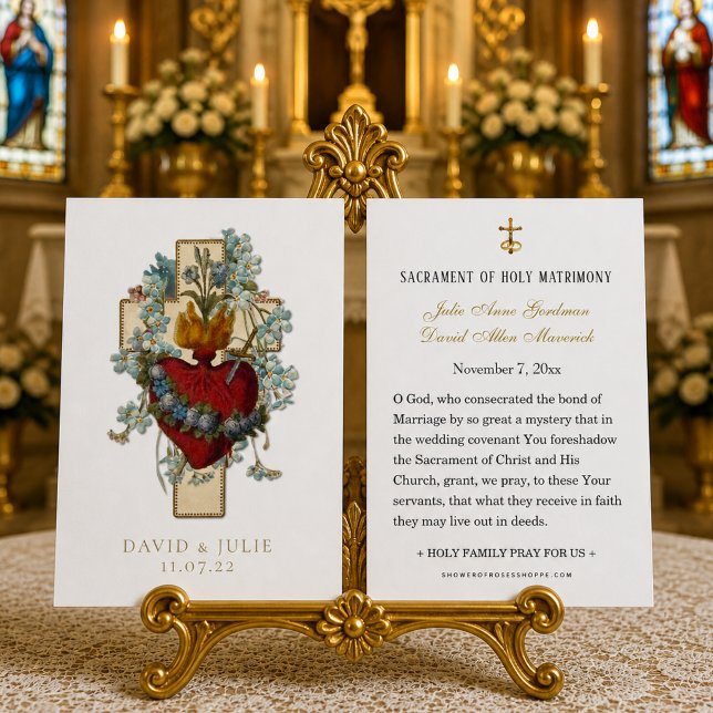 Elegant Cross Catholic Wedding Prayer Card (Creator Uploaded)