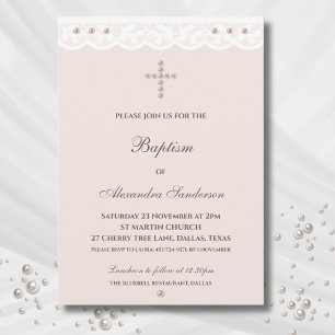 Elegant Cross Christening Christian Baptism Invitation