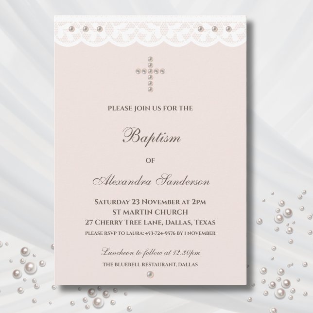 Elegant Cross Christening Christian Baptism Invitation (Creator Uploaded)