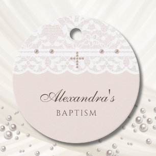 Elegant Cross Christian Baptism Thank You Favour Tags