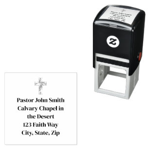 Elegant Cross Church Self Inking Rubber Stamp