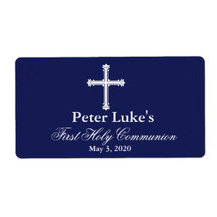 Elegant Cross First Communion Favour Labels