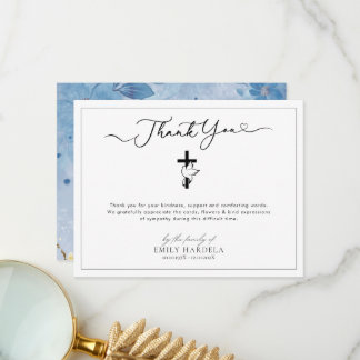 Elegant Cross Funeral Thank You Card