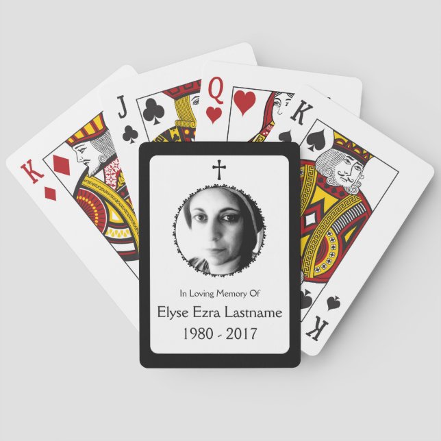 elegant cross memorial gift playing cards (Back)