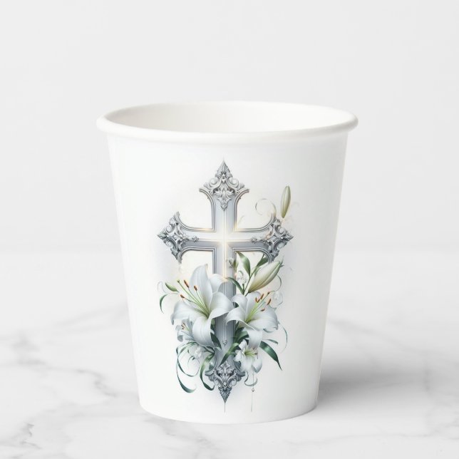 Elegant Cross Paper Cups (Front)