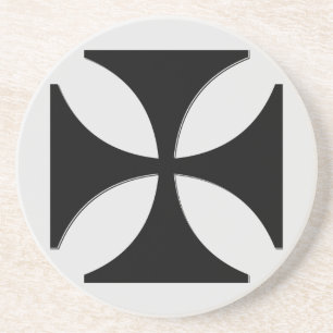 Elegant Cross Pattee Black, Light Grey Coaster