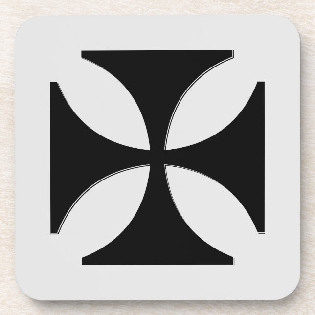 Elegant Cross Pattee Black, Light Grey Coaster (Front)