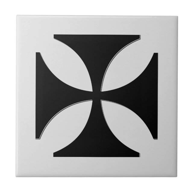 Elegant Cross Pattee Black, Light Grey Tile (Front)