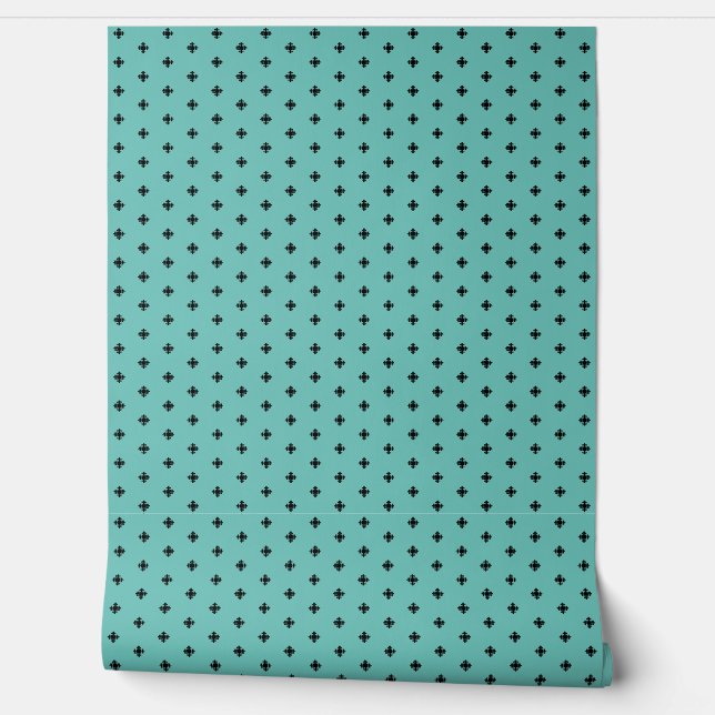 Elegant Cross Pattern on Blue Hosta, Pastel Teal Wallpaper (Unrolling)