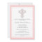 Elegant Cross Pink Girl First Communion Invitation