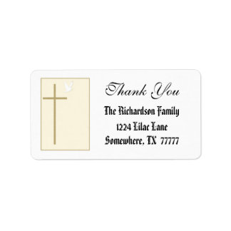 Elegant Cross Thank You Label