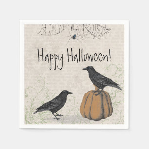 Elegant Crow Happy Halloween Napkin