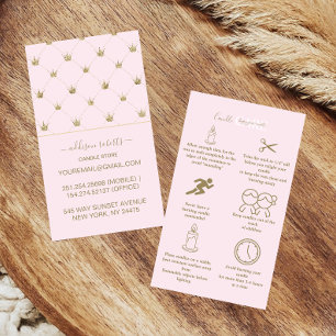 Elegant Crown Blush Luxury Candle Care Business Card