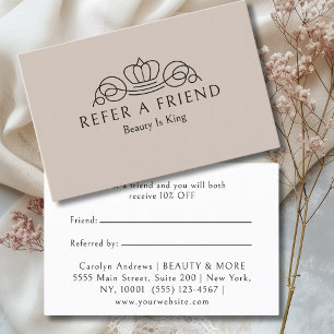 Elegant Crown Logo Salon  Light Brown Referral Card
