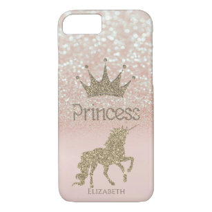 Elegant Crown Princess,Glitter Bokeh, Gold Unicorn Case-Mate iPhone Case