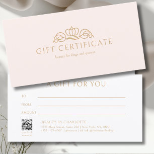 Elegant Crown Salon Blush Pink Gift Certificate