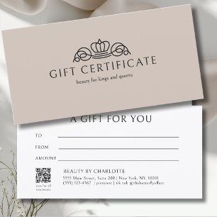 Elegant Crown Salon Light Brown Gift Certificate
