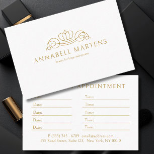 Elegant Crown Salon White Appointment Card