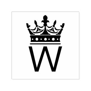Elegant Crown Topped Single Initial Monogram Self-inking Stamp