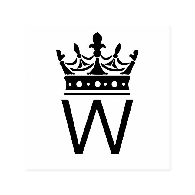 Elegant Crown Topped Single Initial Monogram Self-inking Stamp (Design)