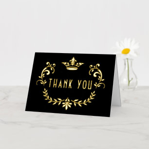 Elegant Crown Wreath Thank You Foil Greeting Card