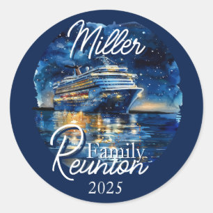 Elegant Cruise Ship Family Reunion Round Sticker