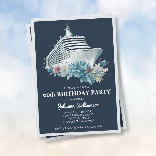 Elegant Cruise Ship Trip Women 60th Birthday Party Invitation (Elegant Cruise Ship Trip Women 60th Birthday Party Invitation
)