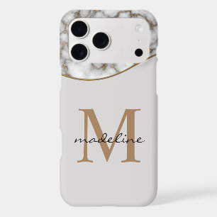 Elegant Crusted Gold Marble Black Grey Monogram 3 