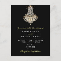 Elegant crystal chandelier wedding invitation