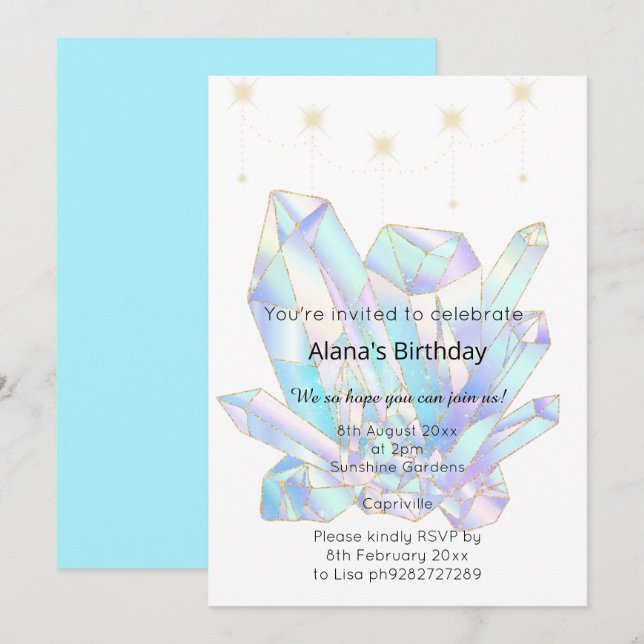 ELEGANT CRYSTAL INSPIRED BIRTHDAY  INVITATION (Front/Back)