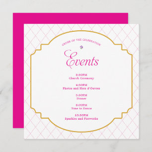 Elegant Crystal Pink Gold Pattern Party Programme