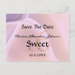 Elegant Crystal Pink Sweet 16 Save The Date Announcement Postcard