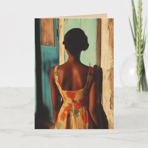 Elegant Cuban Woman Floral Dress at Golden Hour Invitation