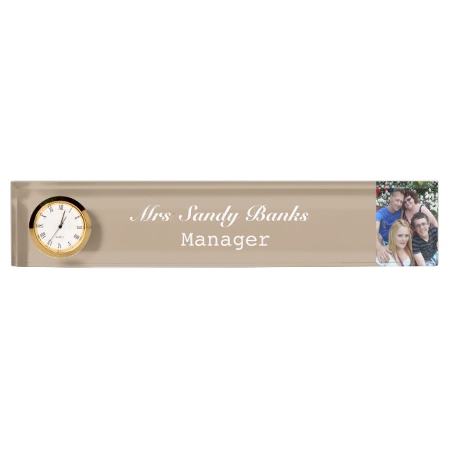 Elegant Cuctomizable name plate with clock (Front)