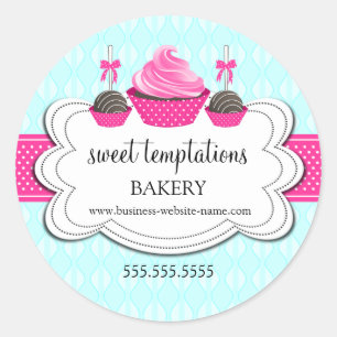 Elegant Cupcake and Cake Pops Bakery Packaging Cla Classic Round Sticker