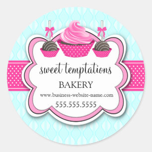 Elegant Cupcake and Cake Pops Bakery Packaging Cla Classic Round Sticker