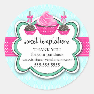 Elegant Cupcake and Cake Pops Bakery Packaging Classic Round Sticker