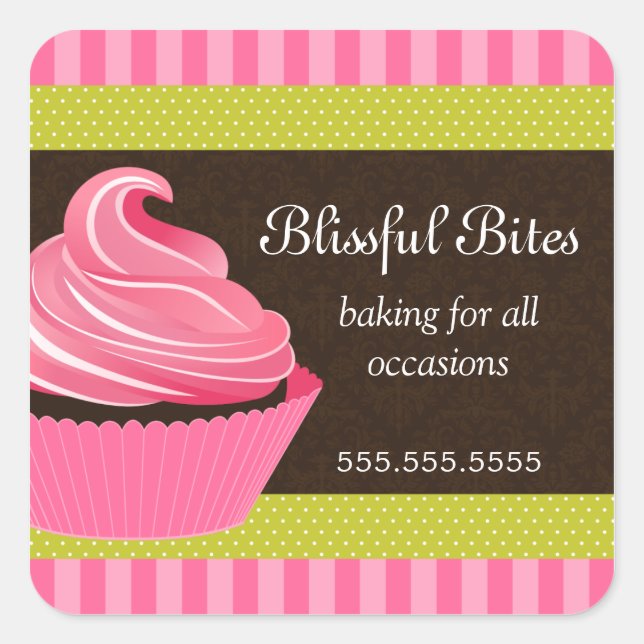 Elegant Cupcake Bakery Box Seals (Front)