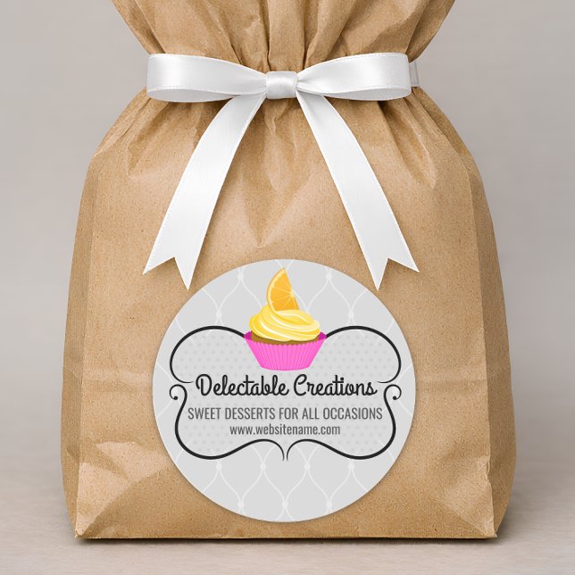 Elegant Cupcake Bakery Box Seals (Baking sticker in situ)