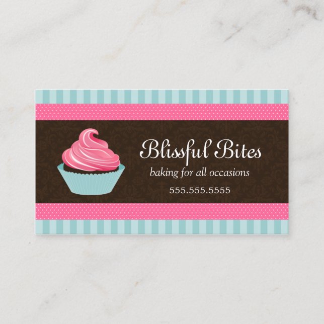 Elegant Cupcake Bakery Business Card (Front)