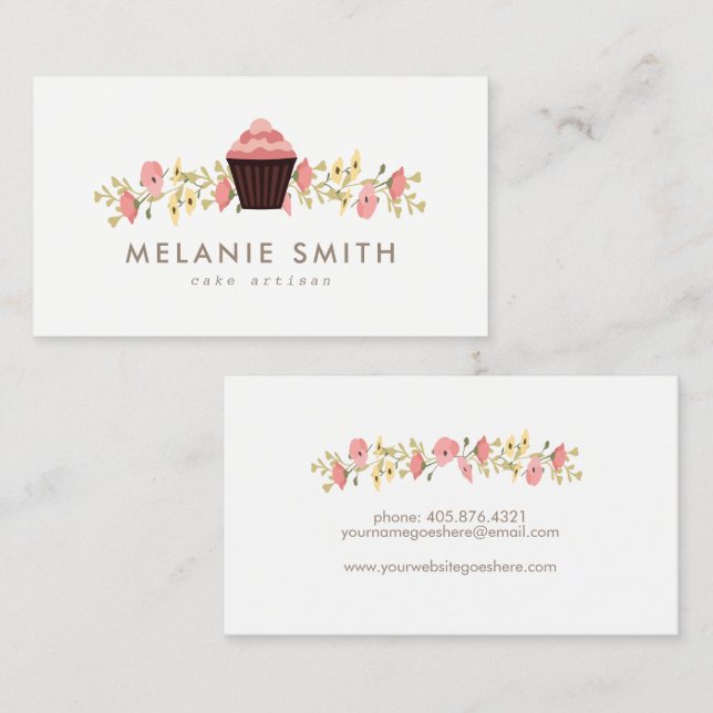 Elegant Cupcake Bakery Business Card (Front/Back)