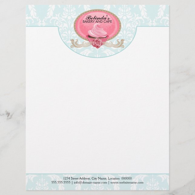 Elegant Cupcake Bakery Business Letterhead Template (Front)